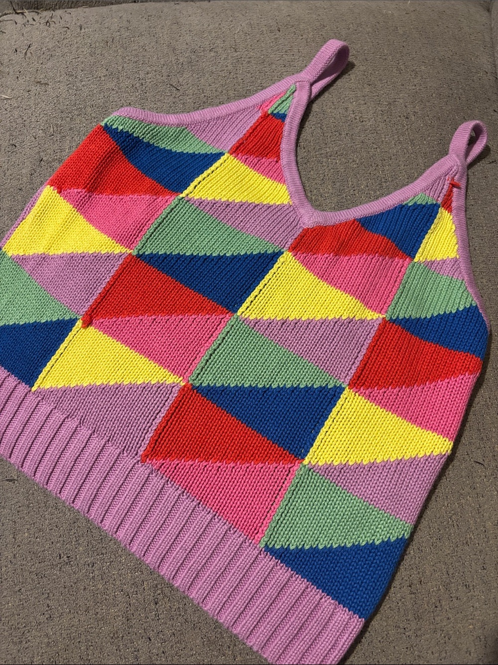 MOTHER Pink Multi Geometric Knit Tank